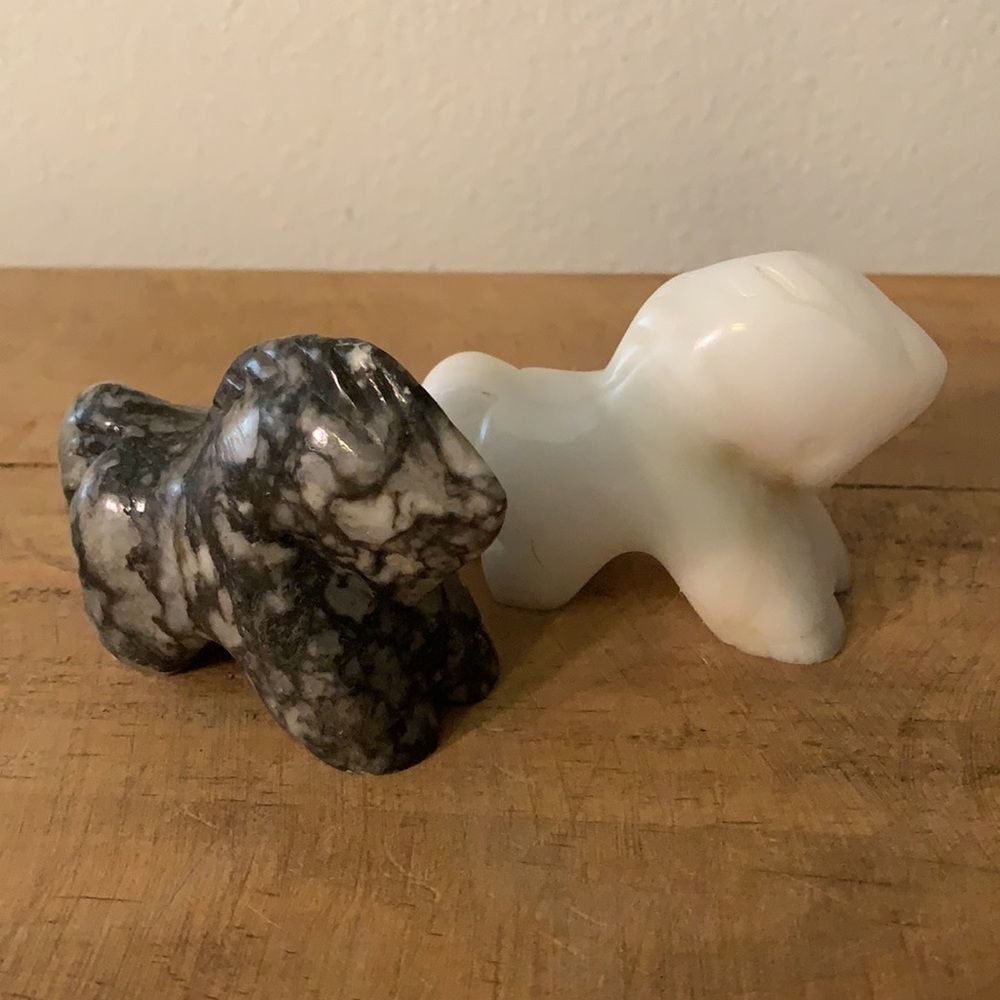 Hand Carved Marble Horse Figurine Sculptures (2) - Picture 3 of 7